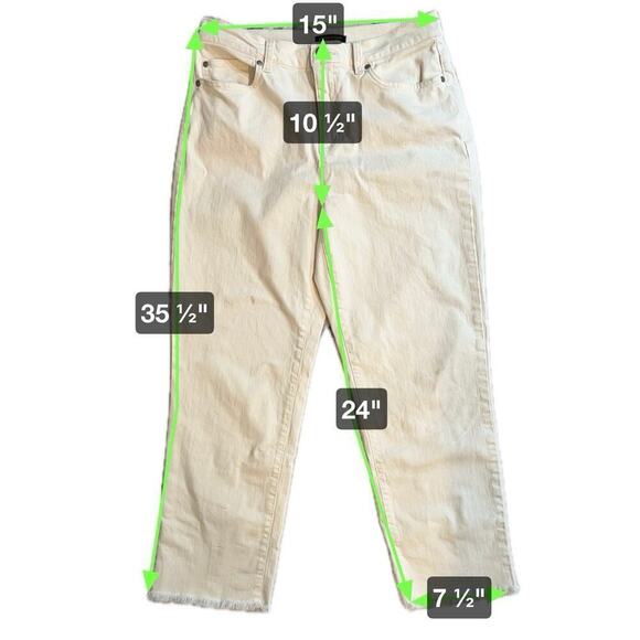 Eileen Fisher White Jeans Raw Fringe Hem Size Petite M 24” inseam - Picture 5 of 9